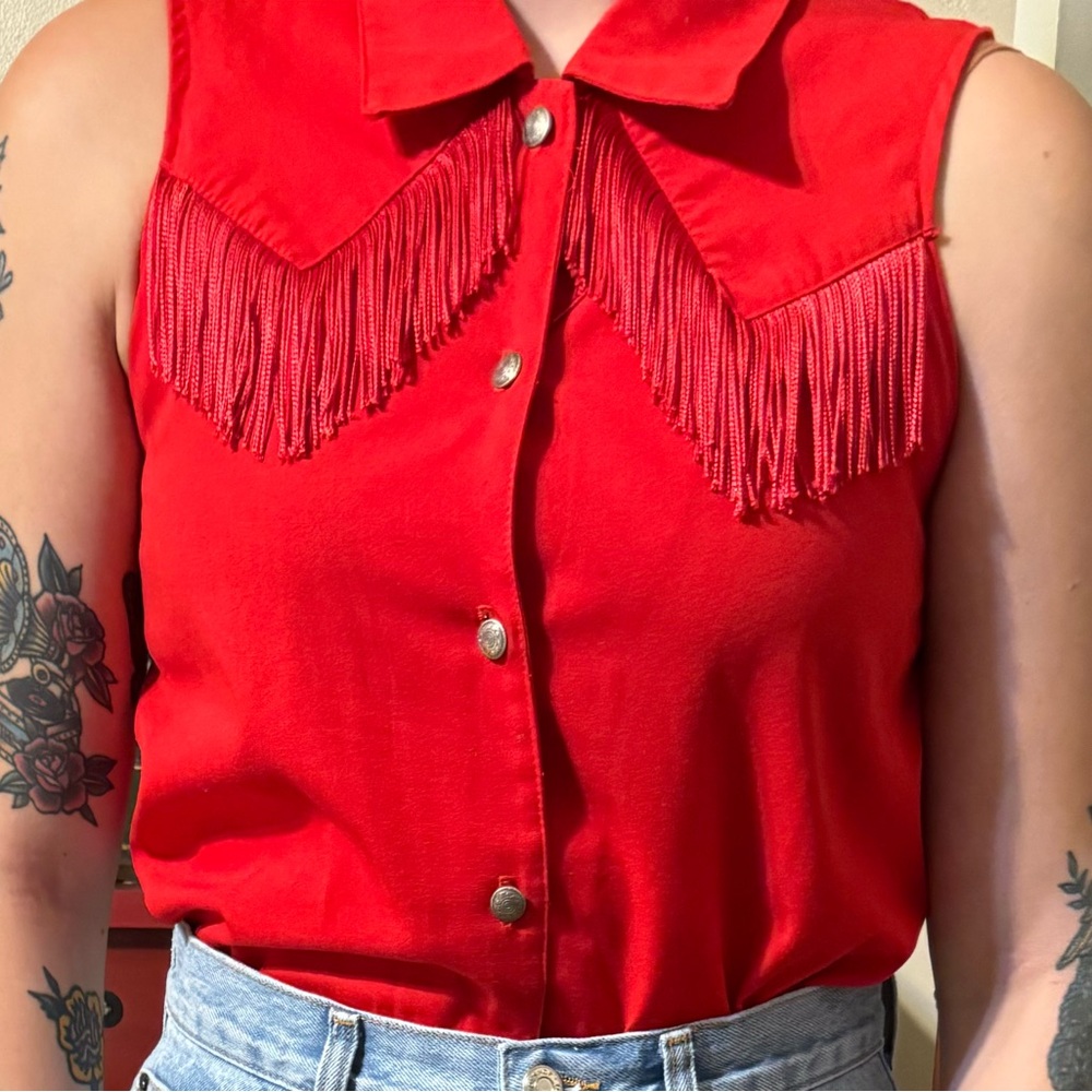 Vintage Fringe western red shirt small